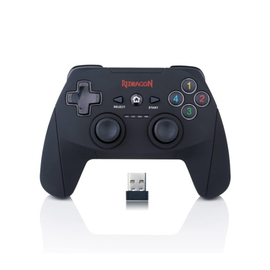 Redragon G808 Gamepad, PC Game Controller, Joystick with Dual Vibration, Harrow, for Windows PC, PS3, Playstation, Android, Xbox 360 (Black-Wireless)